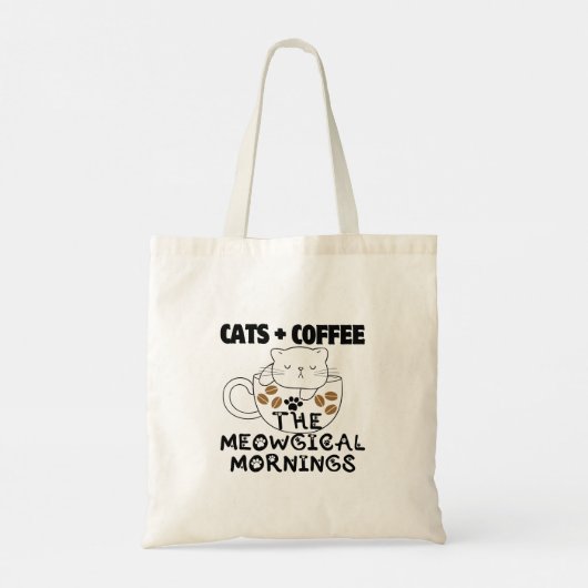 Katten + Koffie = Meografische ochtenden.w Tote Bag (Achterkant)