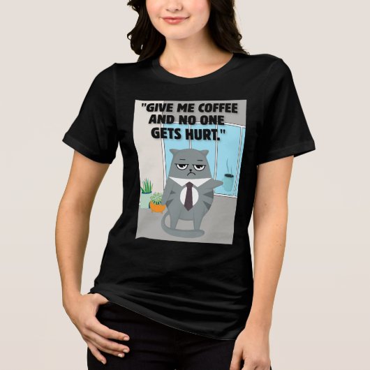 Katten koffie offerte Tri-Blend shirt (Voorkant)