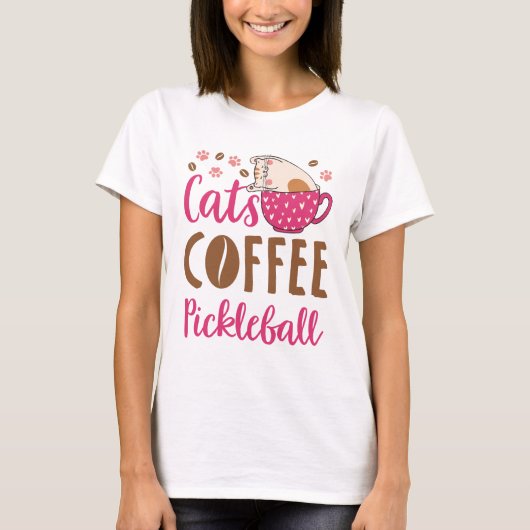 Katten Koffie Pickleball T-shirt (Voorkant)