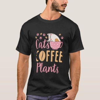 Katten Koffie Planten Kat Plant Liefhebber T-shirt