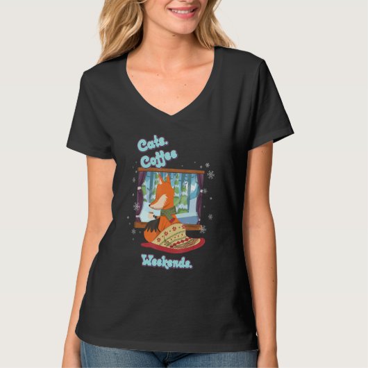 Katten Koffie Weekend Grappig gezegden Graphic T-shirt (Voorkant)