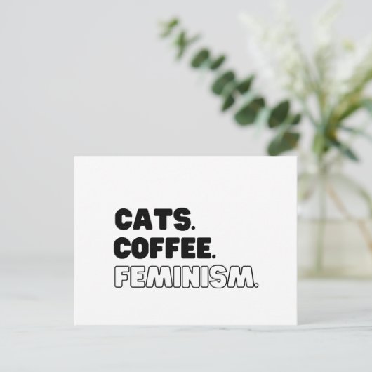 Katten Koffiefeminisme Feestdagenkaart (Staand voorkant)