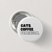 Katten Koffiefeminisme Ronde Button 3,2 Cm (Voorkant /achterkant)