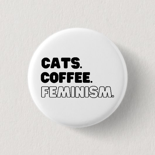 Katten Koffiefeminisme Ronde Button 3,2 Cm (Voorkant)