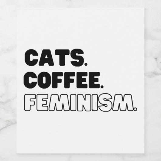 Katten Koffiefeminisme Wijn Etiket (Enkel label)