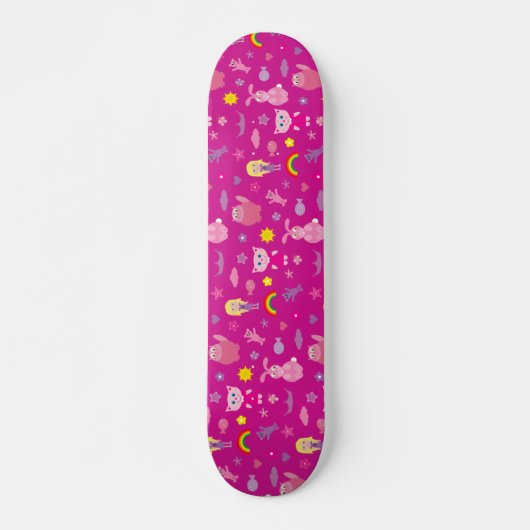 Katten konijnen, regenbogen en stuifmeel, voor mei skateboard (Voorkant)