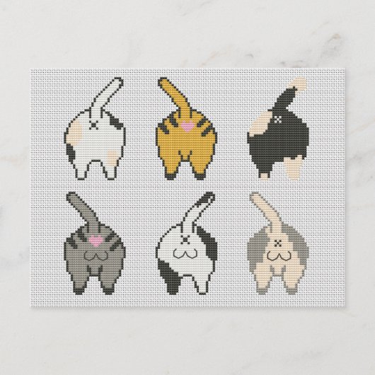 Katten kont kruissteek feestdagenkaart (Voorkant)