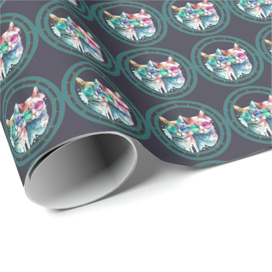 katten koppel valentine Day Funny Cadeaupapier (Rol Hoek)