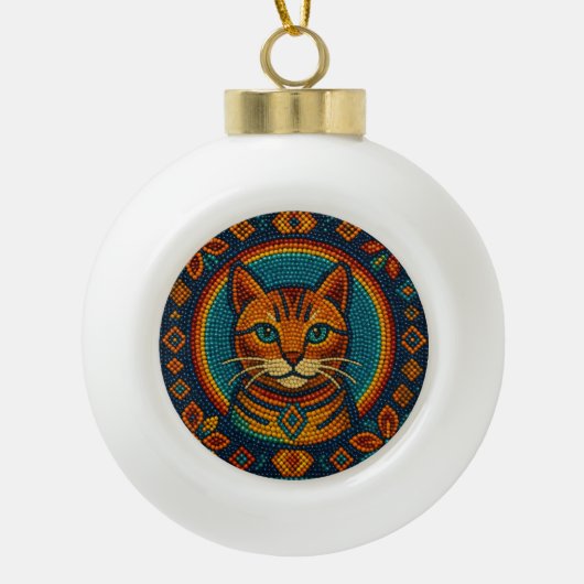 Katten kraalontwerp keramische bal ornament (Voorkant)