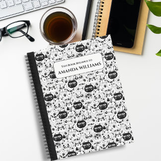 Katten Krabbelen Zwart en Wit Notitieboek voor Kin