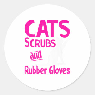 Katten kruiden Rubber handschoenen Funny Nurse Cat Ronde Sticker