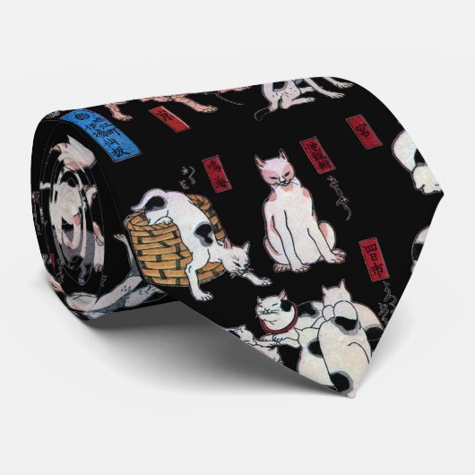 Katten, Kuniyoshi, Ukiyo-e Stropdas (Opgerold)