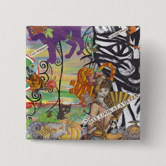 Katten kunnen een koningin-Button bekijken Vierkante Button 5,1 Cm (Voorkant)