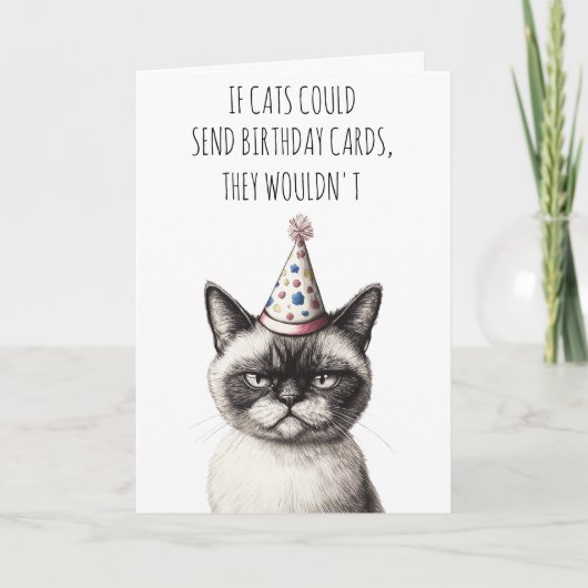 Katten kunnen verjaardagskaarten versturen kaart (Voorkant)