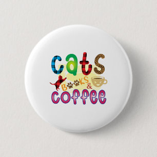 Katten Kunst Katten Boeken Koffie Ronde Button 5,7 Cm