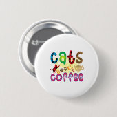Katten Kunst Katten Boeken Koffie Ronde Button 5,7 Cm (Voorkant /achterkant)
