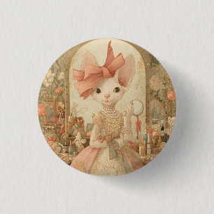 Katten – Kunstportret van Victoriaanse Kat - MIss Ronde Button 3,2 Cm