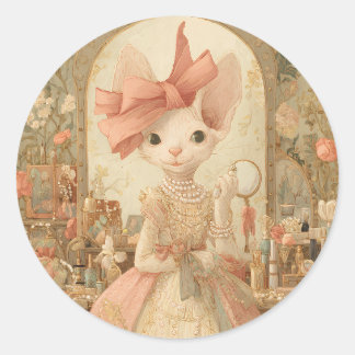 Katten – Kunstportret van Victoriaanse Kat - MIss Ronde Sticker