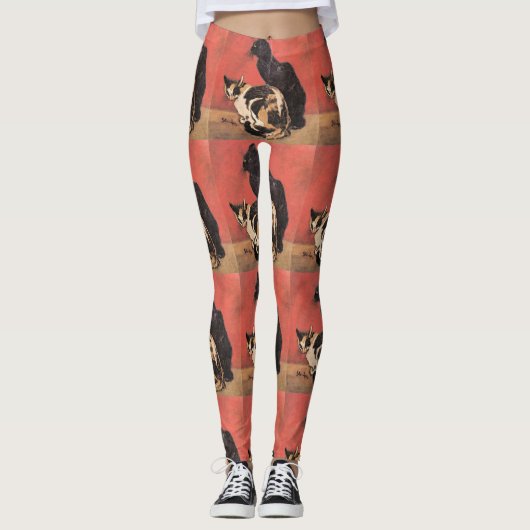 Katten, kunstschilderij van Theophile Steinlen Leggings (Voorkant)