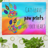 Katten Laat Paw Prints Op Uw Hart Keuken Handdoek (Gevouwen)