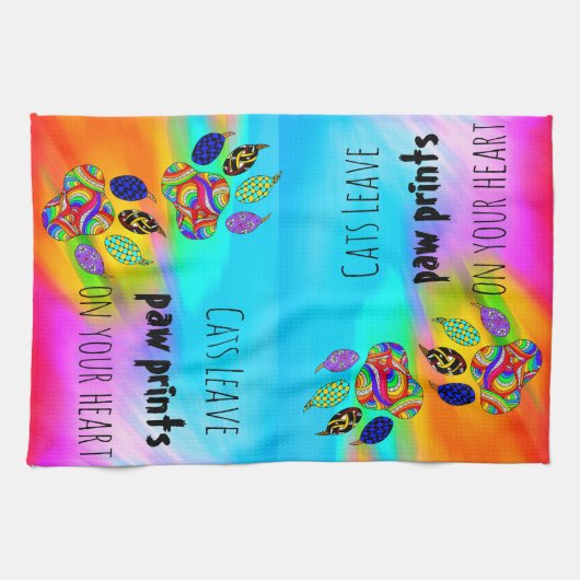 Katten Laat Paw Prints Op Uw Hart Keuken Handdoek (Horizontaal)