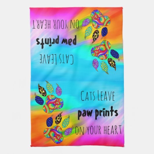 Katten Laat Paw Prints Op Uw Hart Keuken Handdoek (Verticaal)
