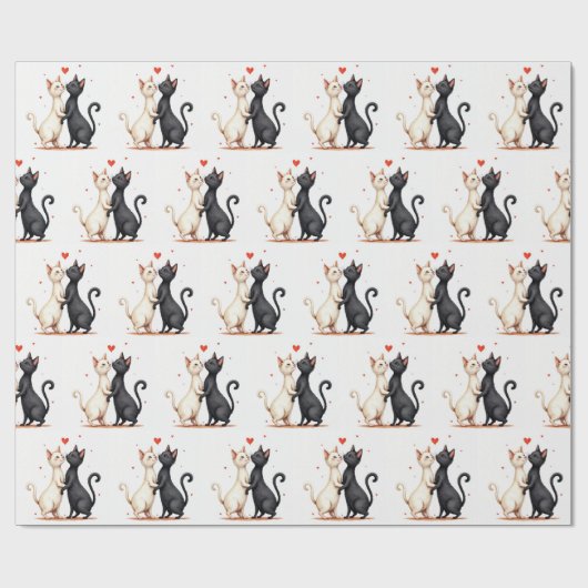 Katten langzaam dansen cadeaupapier (Vlak)