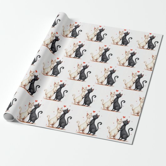 Katten langzaam dansen cadeaupapier (Uitgerold)