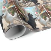 Katten langzaam dansen op Cobblestone Street Cadeaupapier (Rol Hoek)