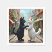 Katten langzaam dansen op Cobblestone Street Servet (Voorkant)