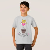 Katten laten het hart groeien T-shirt - Grijs (Voorkant volledig)