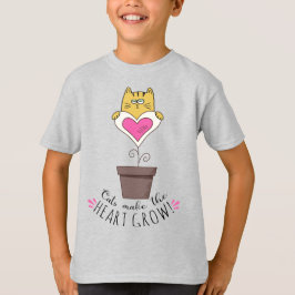 Katten laten het hart groeien T-shirt - Grijs