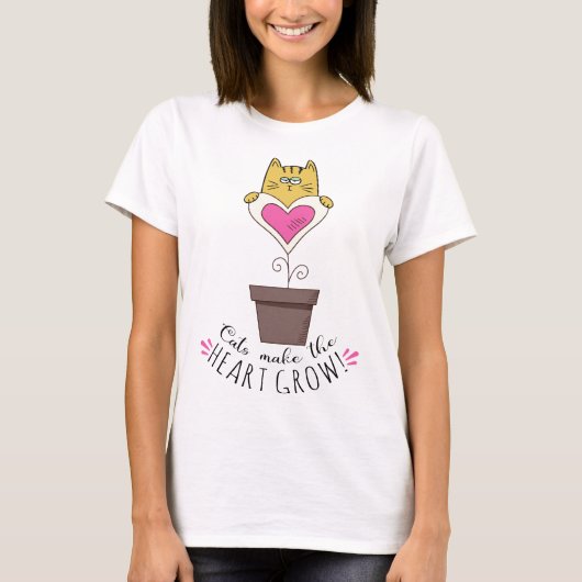 Katten laten het hart groeien T-shirt - Wit (Voorkant)