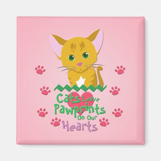 Katten laten pauwafdrukken magneet (Voorkant)