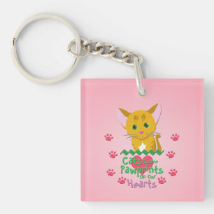 Katten laten pauwafdrukken sleutelhanger