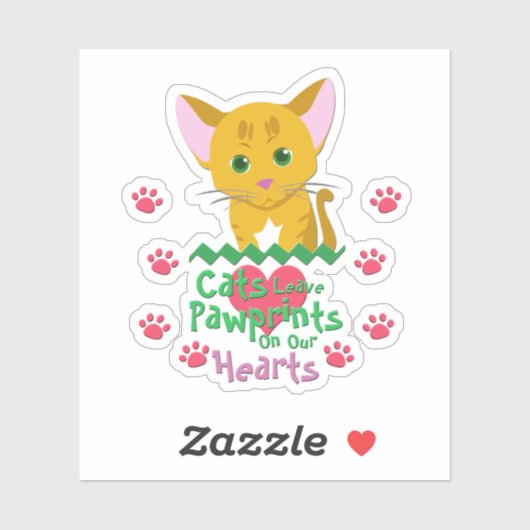 Katten laten pauwafdrukken sticker (Vel)