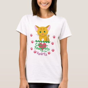 Katten laten pauwafdrukken t-shirt