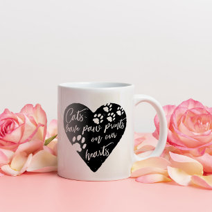 Katten laten poetafdrukken achter op ons hart Pet Tweekleurige Koffiemok