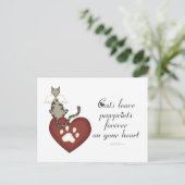 Katten laten poetafdrukken op je hart briefkaart (Staand voorkant)
