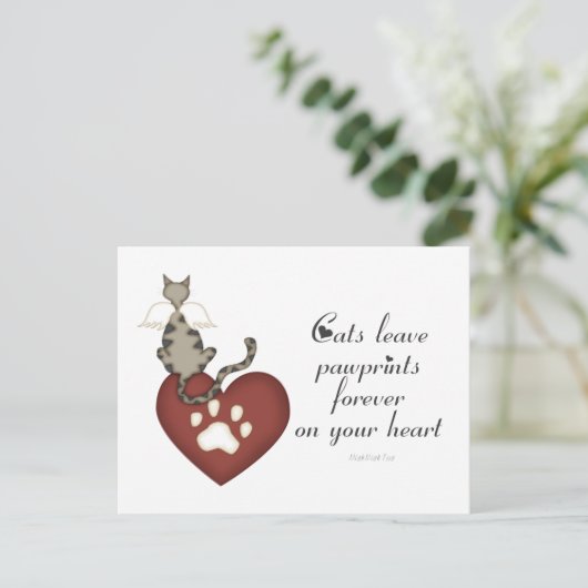Katten laten poetafdrukken op je hart briefkaart (Staand voorkant)