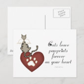 Katten laten poetafdrukken op je hart briefkaart (Voorkant / Achterkant)