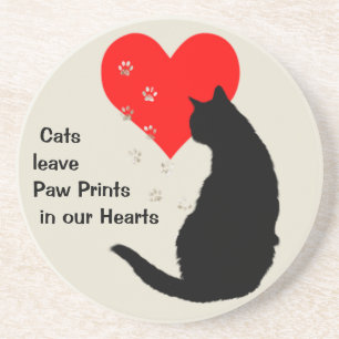 Katten laten prints achter in ons hart zandsteen onderzetter