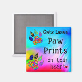 Katten laten verf afdrukken op je hart magneet (Voorkant / Achterkant)