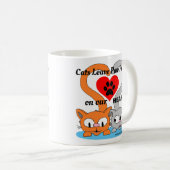 Katten laten verf afdrukken op onze HEARTS! Cat Lo Koffiemok (Voorkant rechts)