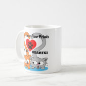Katten laten verf afdrukken op onze HEARTS! Cat Lo Koffiemok (Voorkant links)