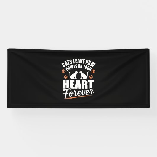 Katten laten verfdrukken op je hart spandoek (Horizontaal)