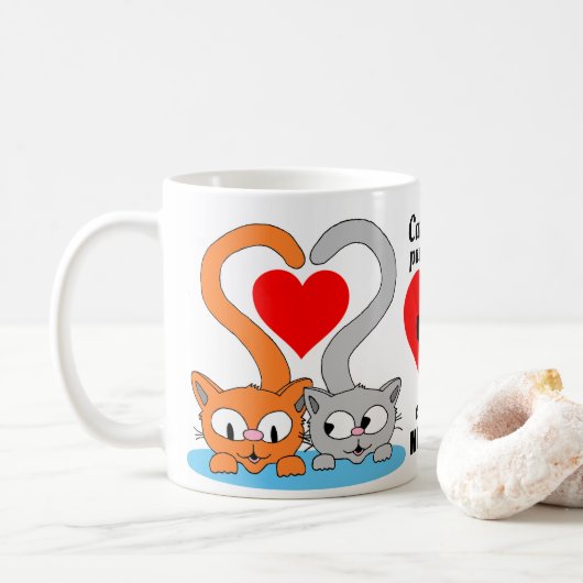 Katten laten verfdrukken op onze HEARTS Cute Cats  Koffiemok (Met donut)