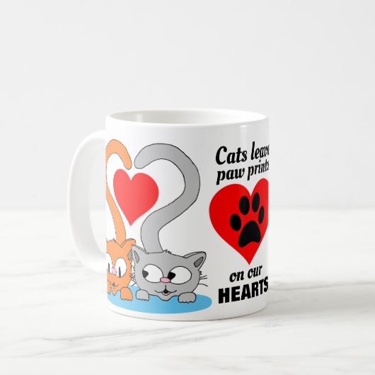 Katten laten verfdrukken op onze HEARTS Cute Cats  Koffiemok (Voorkant links)