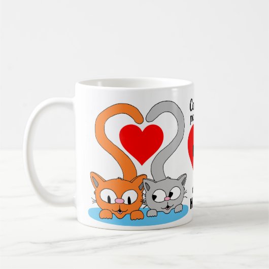 Katten laten verfdrukken op onze HEARTS Cute Cats  Koffiemok (Links)