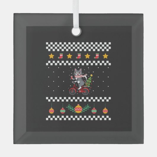 Katten lelijke kerst glas ornament (Voorkant)